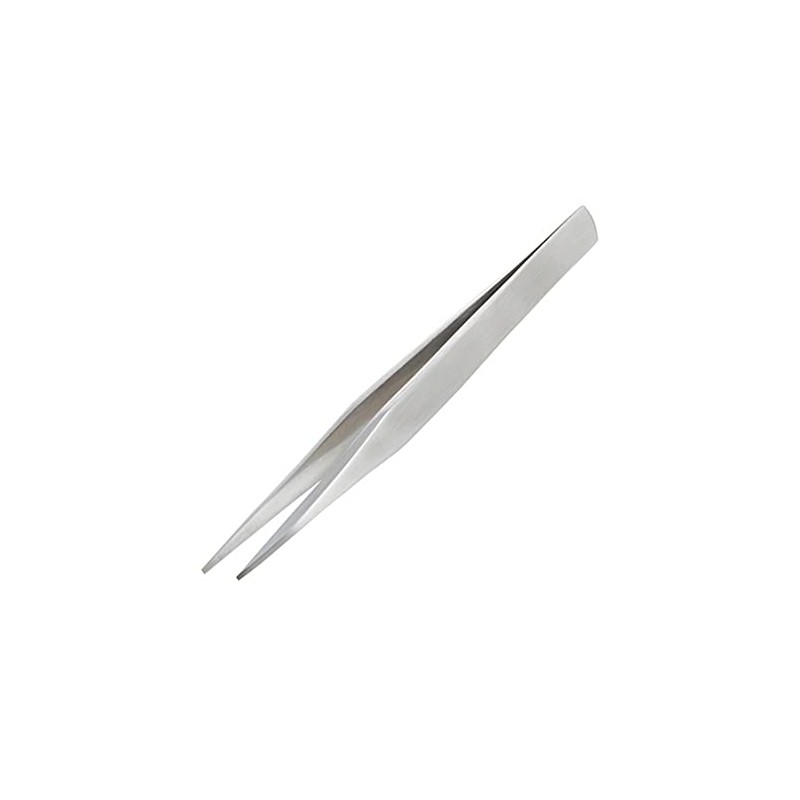 Solid/Rigid Arms Tweezers (Non-Flex), Squared Off fine Tips, 125mm, Stainless