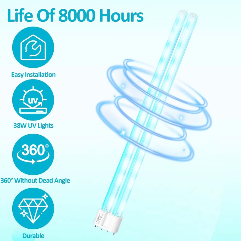 UV Light Sanitizer Replacement Light Bulb with Ozone,38W UV Light