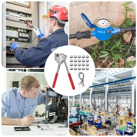 Sealing Pliers Set, Steel Sealing Pliers with 20 Lead Seals, 20 Sealing Wire, Sealing Pliers Kit, Lead Sealing Pliers for Water Meters, Electricity Meters, Logistics