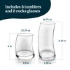 Libbey Swerve Drinking Glasses Set of 16, Chip-Resistant Tumbler and