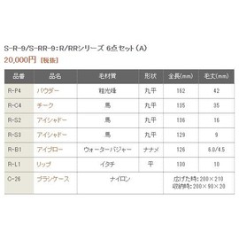 Kumano Brush Chikuhodo Regular Series Red Axis 6-Piece Set (RR-P4,C4,S2,S3,B1,L1) S-RR-9 with Exclusive Brush Case (C-26)