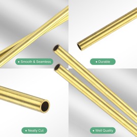 M METERXITY 2-Pack 300mm Brass Round Tube, 4mm OD 0.5mm Wall Thickness H65 Brass Seamless Tubing for Construction/Machining/DIY Crafting, Metal Straight Pipe [0.16x0.02x11.8IN]