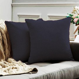 Adam Home Set of 4 Cotton Cushion Covers 16x16 Square Solid Colour Sofa Cushion covers with Zip Closure for Office,Car,Couch,Living Room,Bedroom Décor (Pack of 4, Dark Grey)