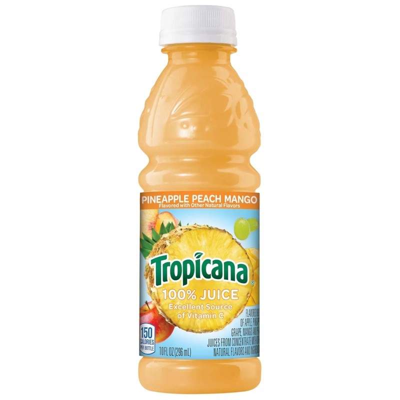 Tropicana 100% Pineapple Peach Mango Juice, 24 Bottles (10oz) -