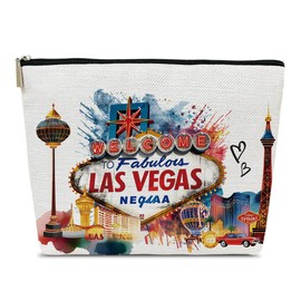 Ythuil Las Vegas Travelling Gifts Makeup Bag, City Travel Cosmetic Bag for Purse, Watercolor Makeup Bag, Las Vegas Souvenir Bag, Trip Favors for Traveller Las Vegas Lovers, City Themed Organizer