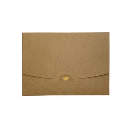 3 Envelopes DIN A6 Natural with Golden Heart - Without Window 15.4 cm x 11 cm - Kraft Paper