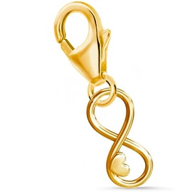 Goldene Hufeisen Heart Infinity Lobster Clasp Charm Pendant for Charm Bracelet 925 Silver Gold-Plated, Sterling Silver Yellow Gold, No Gemstone