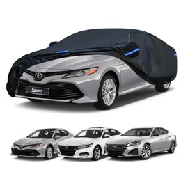 Kayme Car Cover Custom Fit for Toyota Camry/Camry Solara, Honda Accord, Nissan Altima, Windproof Upgraded & 100% Waterproof. All-Weather Full Exterior Cover Rain Sun Snow Protector with Door Zipper.