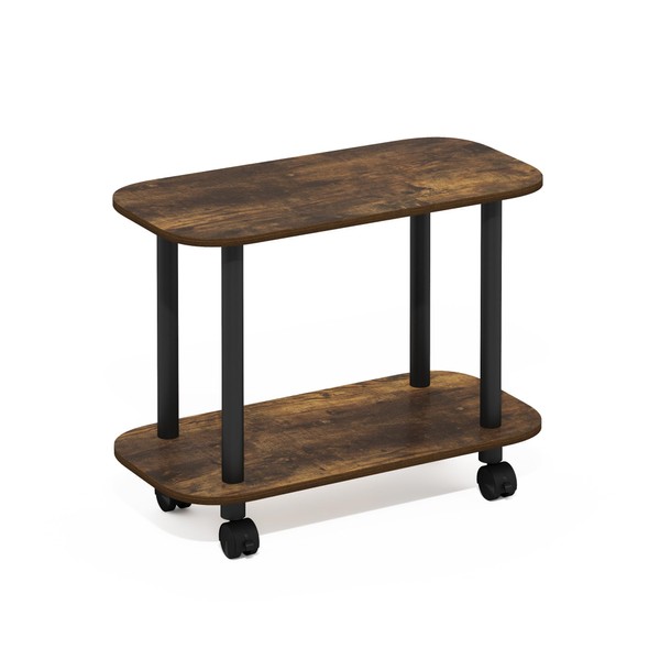 Furinno Turn-N-Tube Modern Oval End Table, Side Table with Casters,