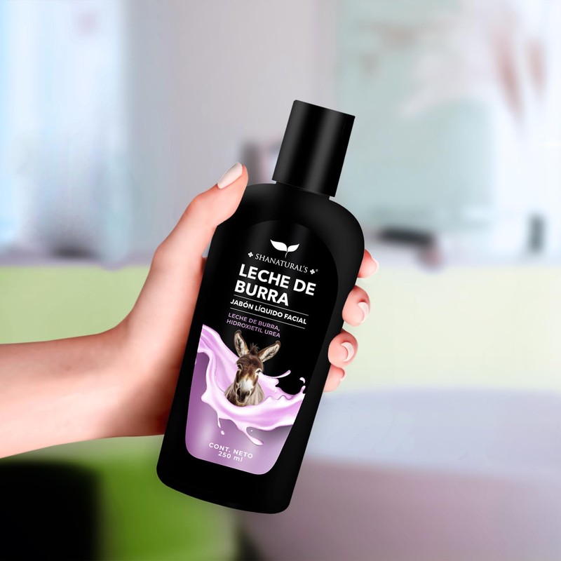 Shanatural's Jabón Líquido Facial Leche de Burra, Hidratación Intensa, Limpieza