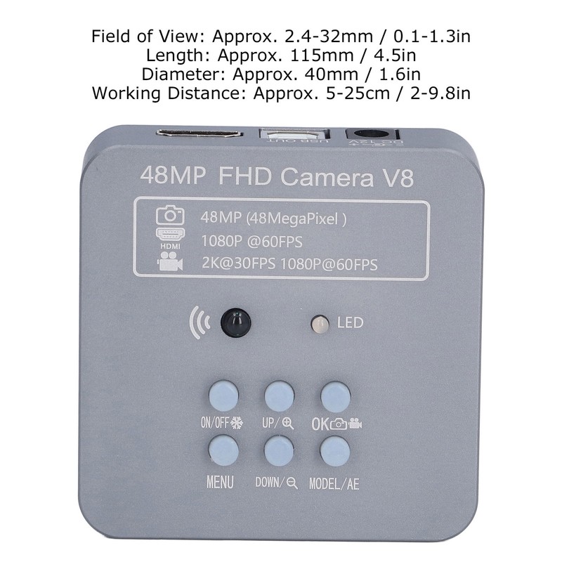 Microscope Camera 48MP 2K 1080P 60FPS HD Industrial Video Camera