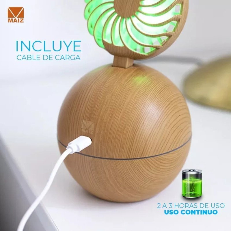Maíz 3pzs Humidificador Difusor Ventilador Aromaterapia Luz Led