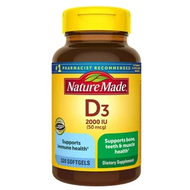 Nature Made Vitamin D3 2000 IU (50 mcg), Dietary Supplement for Bone.