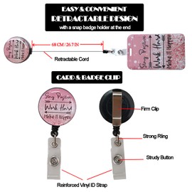 Heavy Duty ID Badge Holder with Detachable Lanyard, Fashionable Badge Reel with Carabiner Clip, Nurse Medical Student Teacher Office Women Men Gifts (Positive)