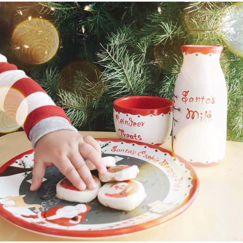Child to Cherish Santa's Message Plate Set, Santa Cookie Plate,
