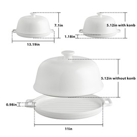 Sweejar Ceramic Bread Oven with Lid, Large Sourdough Bread Baking Pan with Handle, 5QT Porcelain Round Bread Cloche For Baking, Cooking, Roasting (White)