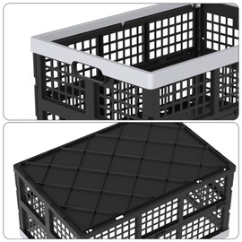 2-Pack 42L Plastic Folding Storage Crate, Collapsible Basket Crate