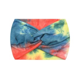 Accesyes 18cm Widened Headbands Yoga Running Non Slip Hair Bands Stretch Twist Turban Head Cloth for Sport Knotted Cotton Hair Cloth Bandeau Pack 4 (Tie-Dye Blue-Orange-Red-Brown, One size)