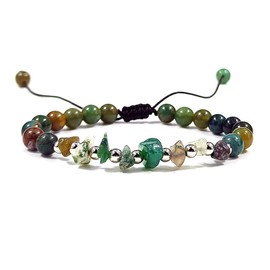 Clataly Amethyst Bracelets Natural Crystal Onyx Crushed Stone Bracelets Woven Stretchy Bracelets for Women and Girls (Achate)