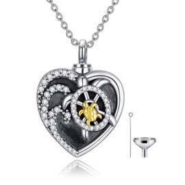 VENACOLY Urn Necklace for Ashes Wings, Infinity, Phoenix, Sunflowers, Cylinder, Circle of Life, Turtle Urn Necklace, 925 Sterling Silver Pendant Necklace, Cremation Gift for Women, Sterling Silver,