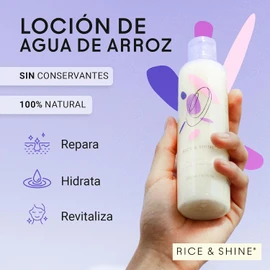 RICE & SHINE Agua de Arroz Hidratante Facial Skin Care con Aceite de Germen de Arroz con 60% más Vitamina E que el Aceite de Argán - Repara, Hidrata y Revitaliza la Piel