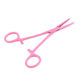 OdontoMed2011® Hemostat Forceps Locking Clamps Serrated Fishing Locking Forceps Clamp Fish Hook Remover Forceps (5.5" Straight, Full Pink)
