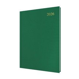 Collins - Essential - 2026 12 Month Calendar Year Planner, Day-To-Page Diary, A4 Hard Cover - Green (ESSA41.52-26)
