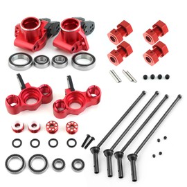 Front Steering Blocks Rear Hubs Wheel Hex Wheel Nut Aluminum CVD Drive Shaft #45 Steel for Arrma Kraton 6S Outcast 6S Notorious 6S Upgrade Parts (Red)