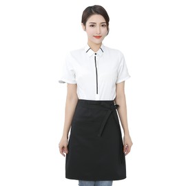 cozycube Apron, Lower Body, Salon, Simple Apron, Cafe Apron, Plain, Men's, Women's, With Pockets, For Kitchen Use, Black