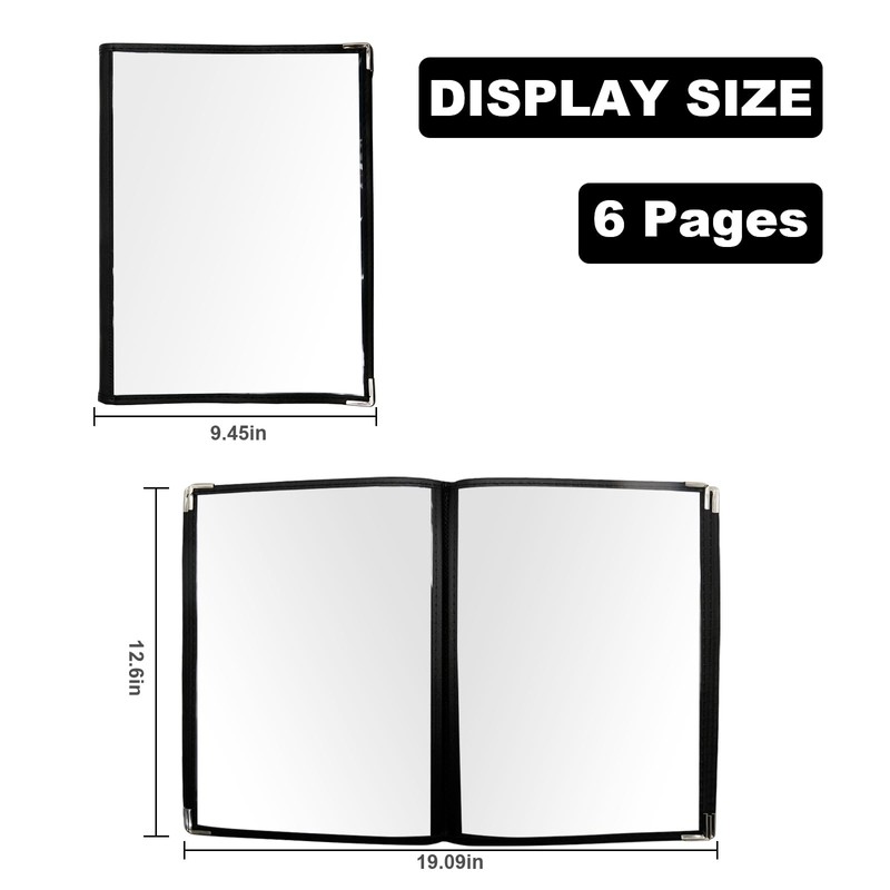 Hoypeyfiy 2 Pack A4 Menu Covers, 6 Page 12 View