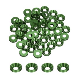 sourcing map 50pcs M6 Counterbore Washers, 13.8mm/0.54inch Anodized Aluminum Alloy, Head Gaskets for Screw RC/FPV/PC/Drone Accessories Parts, Green