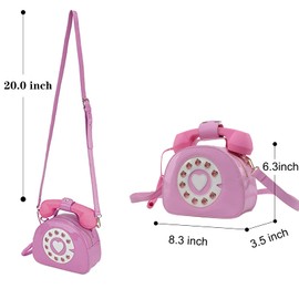 Fozehlad Novelty Telephone Shaped Shoulder Bag Funny Retro Phone Crossbody Bag Totes Chain Purse, Pink, One Size