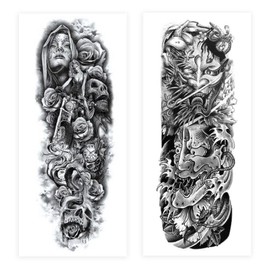 Gorilla Long Sleeve Tattoo Sticker Tattoo Irezumi Large, Mixed 2 Types (Set C), 1 Set / 고릴라 긴팔 타투 스티커 문신 이레즈미 대형, 혼합 2종 (세트C), 1세트