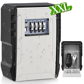 BKNOOU Large Key Lock Box for Outside Wall Mount Lockbox for keys Outdoor, Waterproof 4-Digit Combination Resettable Large Lock Box for Keys with Code for Realtor House Home Office Warehouse