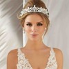 Urieo Silver Rhinestone Tiara Crown Bridal Pearl Queen Crown Crystal