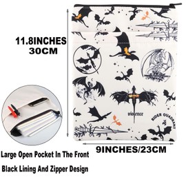 JNIAP Romantasy Dark Academia Dragons Book Sleeve Romantasy Dragons Gifts Dragon Riders Book Gifts YA Fantasy Book Cover Dragons Lover Book Gifts (vioence)