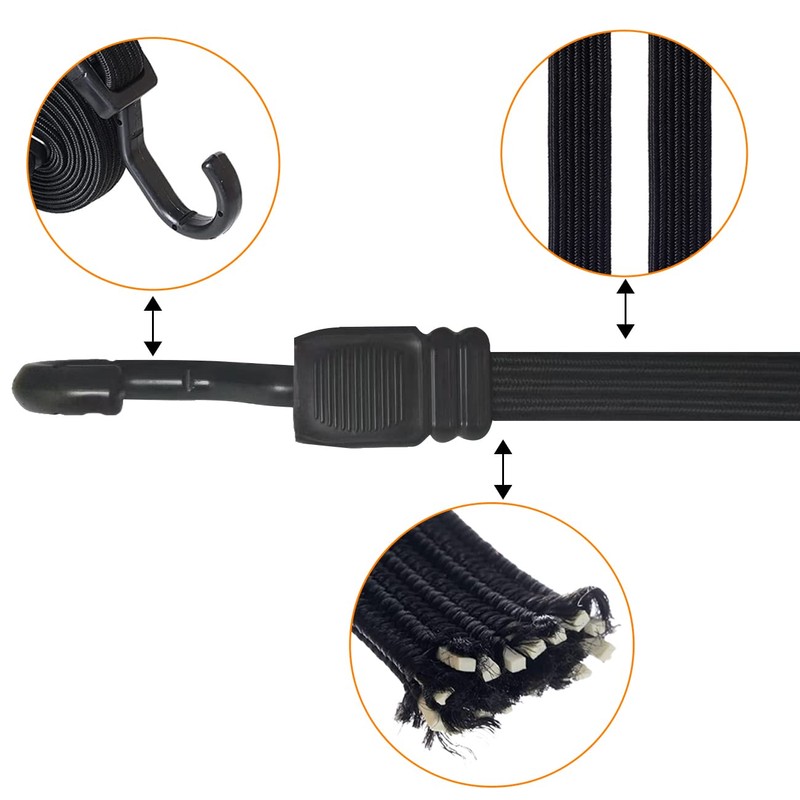 MARRTEUM 40 Inch Flat Adjustable Bungee Cords with Hooks Heavy