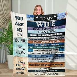 Gifts for Wife Blankets from Husband to My Wife Blanket I Love You Romantic Gifts Anniversary Wedding Gifts Birthday Idea Presents for Wife Gift for her Ultra Soft Throws Blanket for Women, 60''x50''