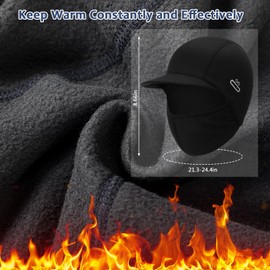 Jamntower 2 Pcs Winter Cycling Caps with Visor Cap Helmet Liner with Glasses Hole Windproof Winter Thermal Hat with Brim for Man Women Cycling Running Black, Dark Gray