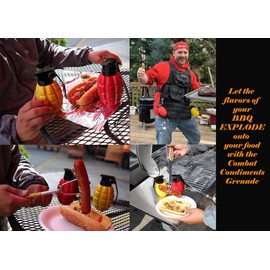 Caliber Gourmet Condiment Dispenser Set. Grenade Shape for BBQ Grill, Camping & Picnics, Ketchup Mustard Bundle Set, Red & Yellow, Home & Kitchen,Tactical Combat Design,Squeeze Bottles, Christmas Gift