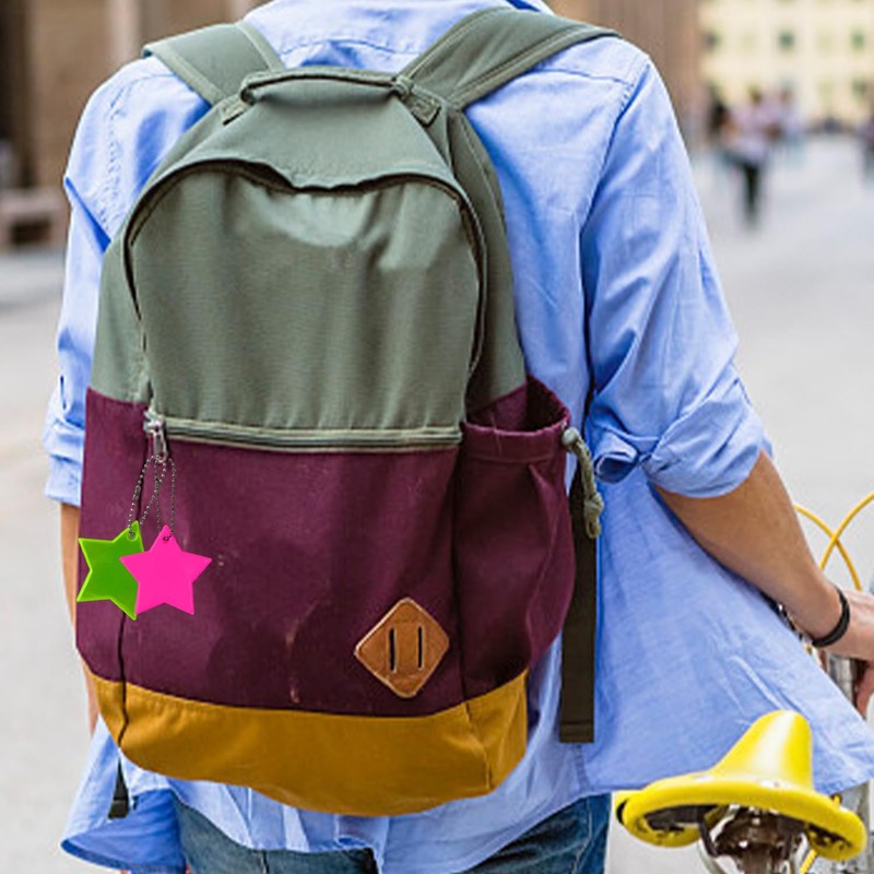 MAXQUU Pack of 13 Colourful Reflective Star Pendants, Children's Reflective