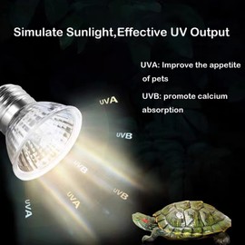 Reptile Heat Lamp, UVA/UVB Basking Light for Reptiles, Heating Lamp Stand for Reptiles, Heat Lamp with Clamp and Adjustable Switch for Turtle Lizard Snake Aquarium Chameleons Amphibians)