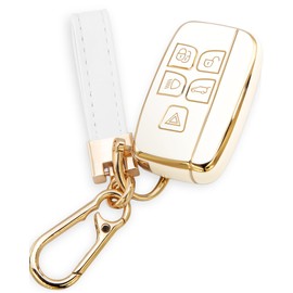 Keycov - Funda para llavero para accesorios Land Rover, llavero compatible con Evoque Sport Velar Discovery LR4 a9 Jaguar F-Pace F-Type XE XEL XF XFL XJ Protector (blanco)