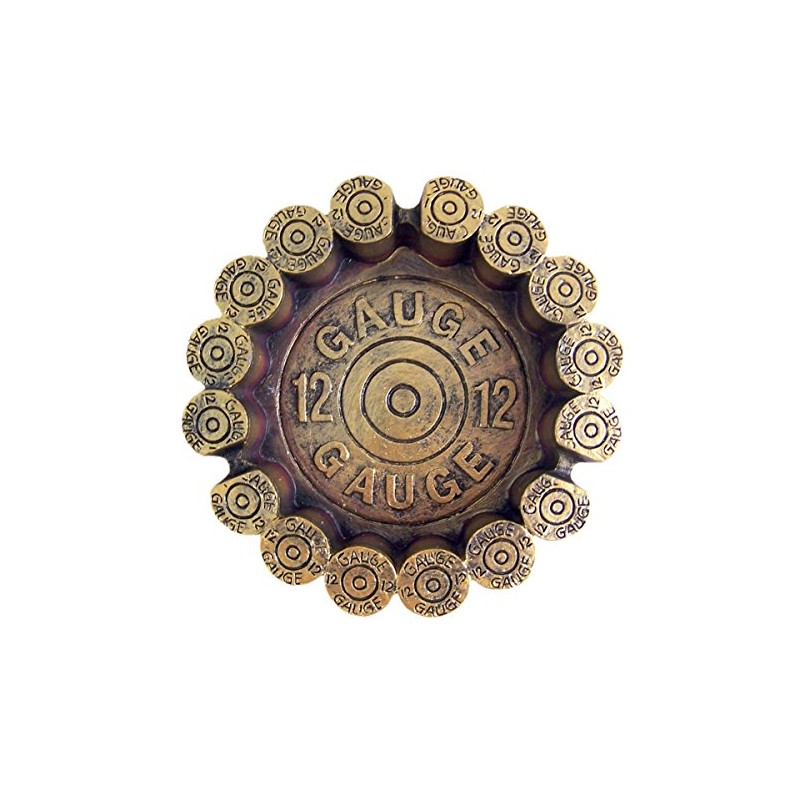 DWK 12 Gauge Shotgun Shell Round Ashtray, 4.5" Diameter, Brown,