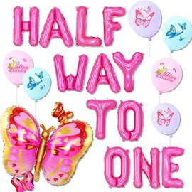 JeVenis Butterfly Half Way To One Birthday Decoration Half Birthday Decorations
