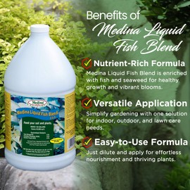 Medina Liquid Fish Blend Quart - 2-3-2 Fertilizer for GRO, Bloom, and Lush Gardens - Seaweed Enriched Plant Food for Vibrant Growth and Blooms - Available in 1 Gallon