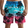 GEPOS Men's Swim Trunks with Beach Print Quick Dry Swimsuits