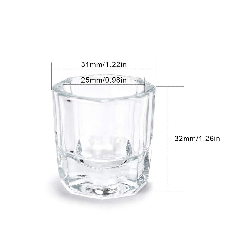 Rolabling 2PCS Nail Dappen Dish Acrylic Powder Holder Glass Nail
