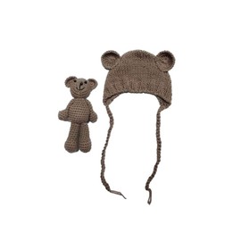 Lppgrace Newborn Baby Girls Boys Bear Hat Beanie with Bear Dolls Photography Accessories