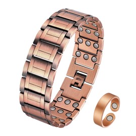 Jecanori 3X Ultra Strength Copper Magnetic Bracelet for Men.Men's Copper Bracelet with 57 Magnets(3500 Gauss).Adjustable Wristband Brazaletes with Free Adjustment Tool and Jewelry Gift Box